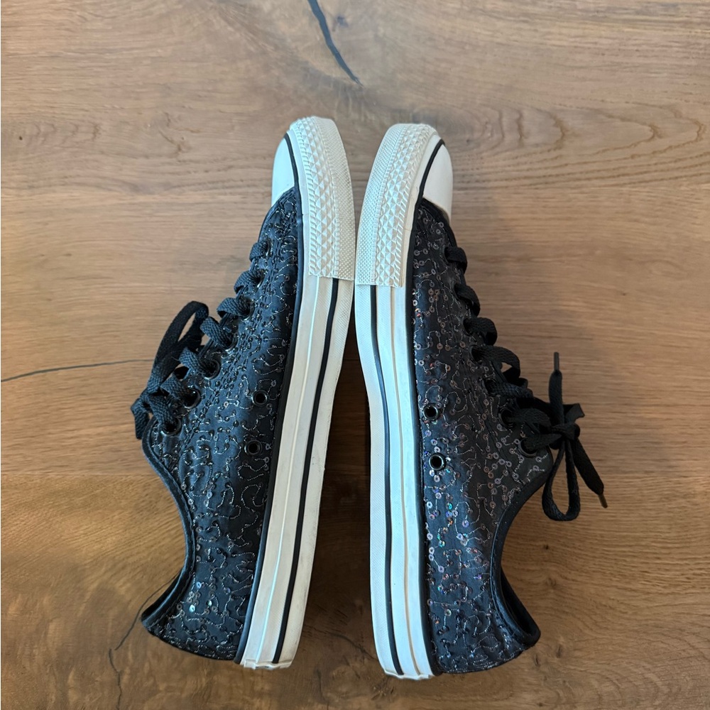 Converse Women's Black Sparkle Sneakers - Size 11 - Picture 3 of 9